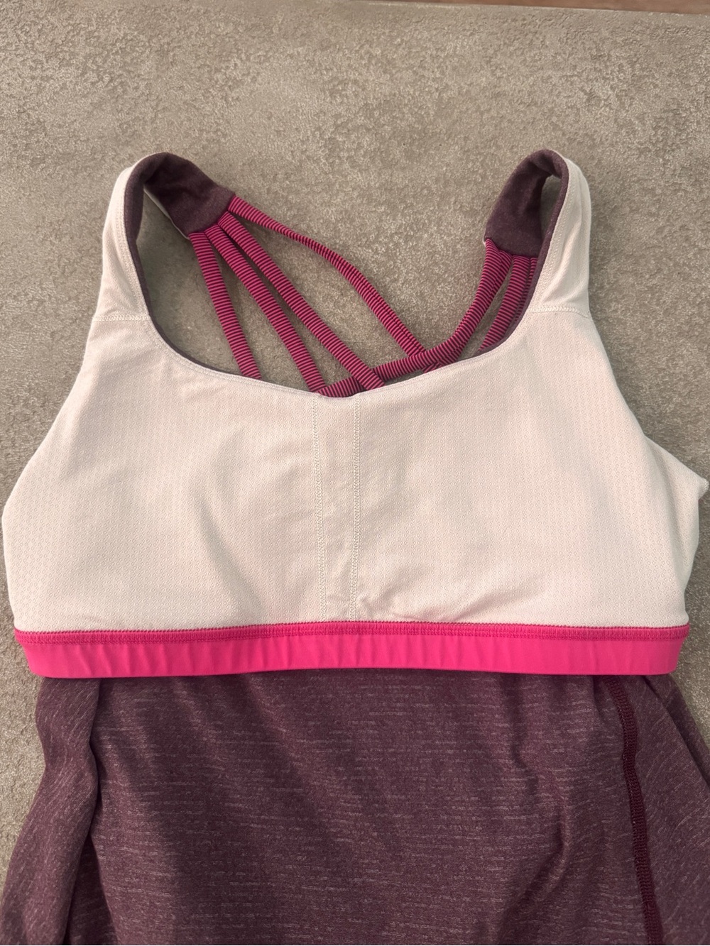 Lululemon Wild Tank Top 2-in-1 Heathered Black Cherry Coral Size 8 Built-In Bra - Picture 8 of 9